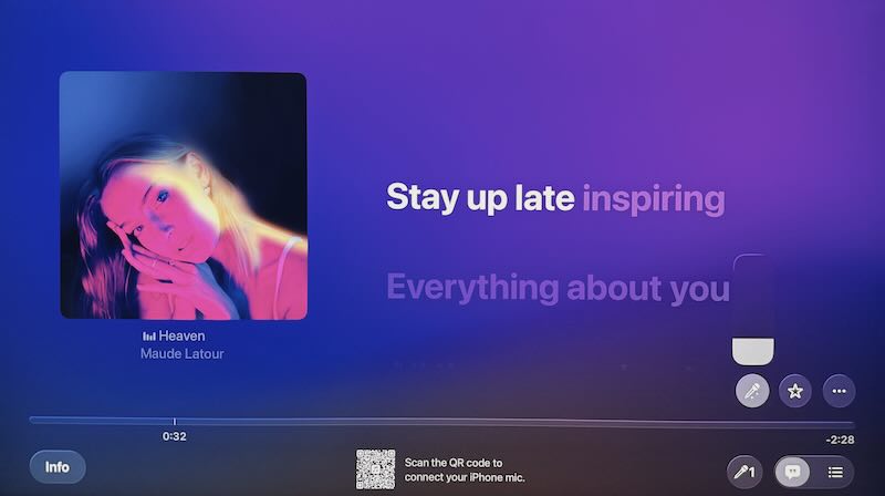 Apple Music Sing interface on TV